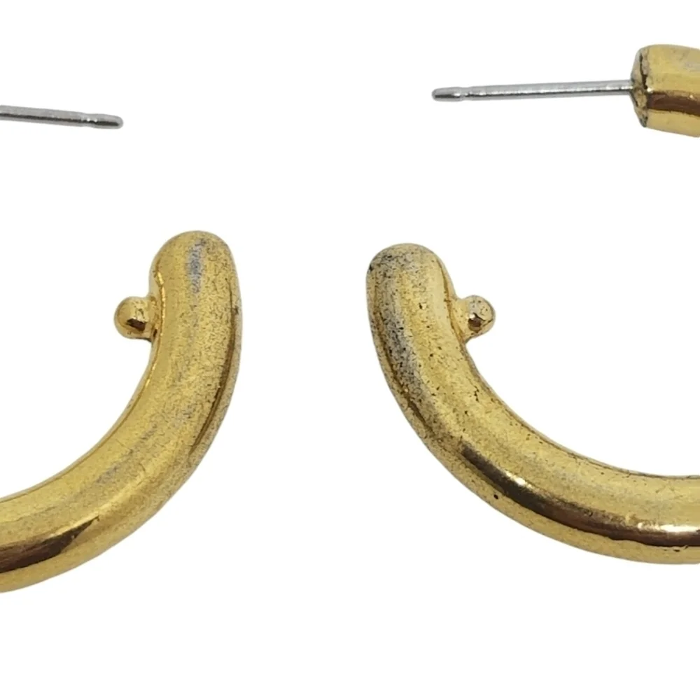 MONET VINTAGE  RARE 1950s GOLDPLATED SOLID HOOP STYLE EARRINGS